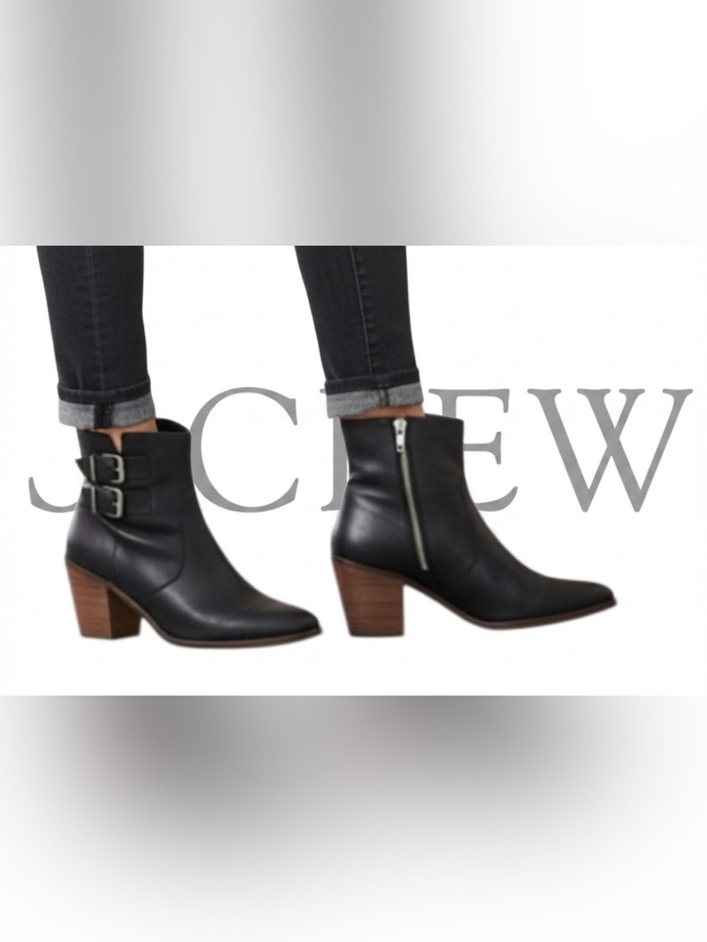 Authentic J. Crew designer black leather ankle boots sz 8.5